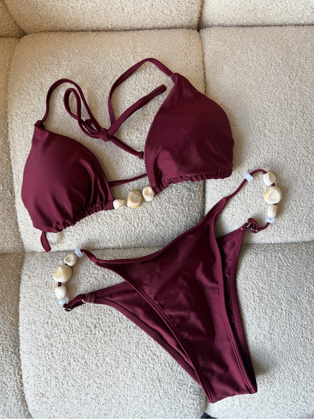 Maroon Beaded Bikini